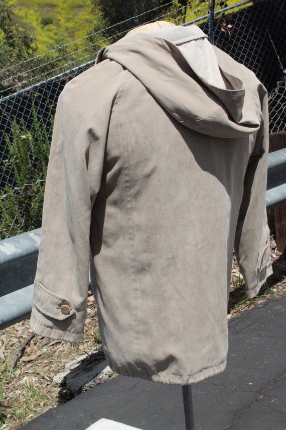 Tan Suede-Feel London Fog Windbreaker Parka w Hoo… - image 4