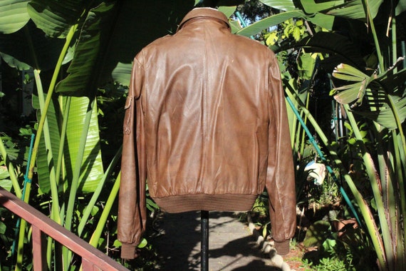 Vintage 80s Brown Leather Bomber Jacket JBL (Vint… - image 4