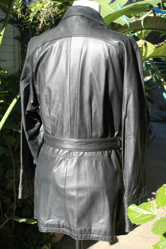 Vintage Black Wilsons Leather Belt Coat (Vintage … - image 6