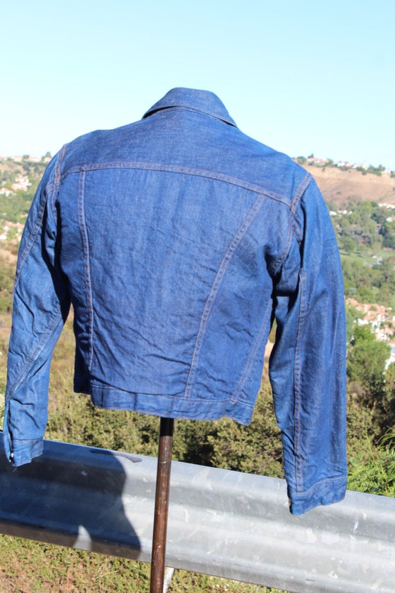 60s Blue Denim Jeans Jacket w Wool Lining 40 (Vin… - image 6