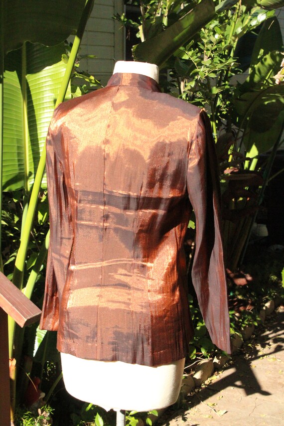 Vintage 70s Shiny Brown Womens Coat Made in USA (… - image 5