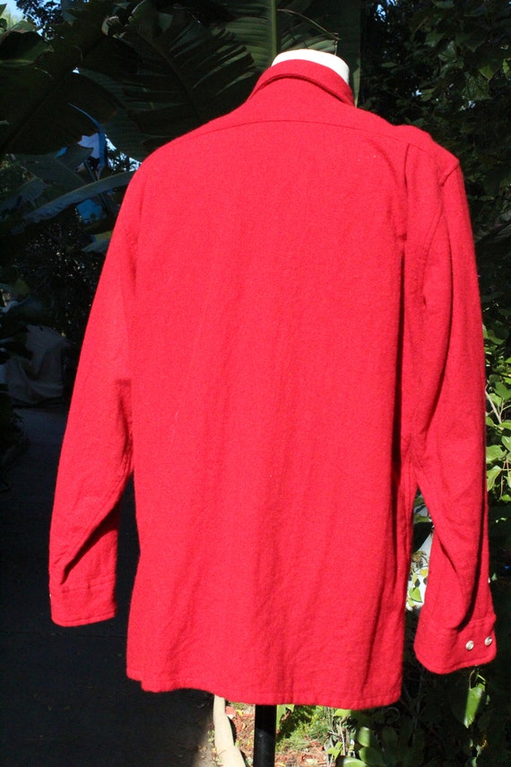 Vintage 80s Red Wool Work Shirt w Pockets (Vintag… - image 6