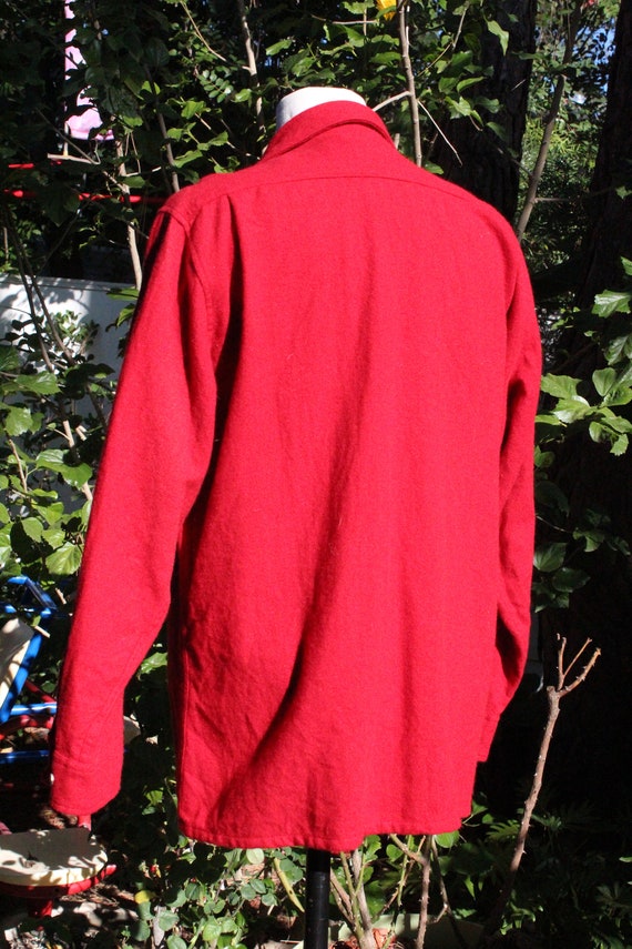 Vintage 80s Red Wool Work Shirt w Pockets (Vintag… - image 5