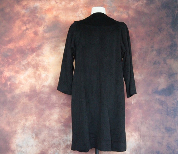 Vintage 50s Black Wool 3 Button Swing Coat ILGWU … - image 6