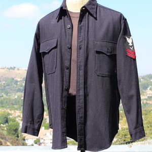 トップス 60s~ French Navy Basque Shirt / Size:100 Vintage 60s French Navy Sailor Shirt, 1960s Denim Popover