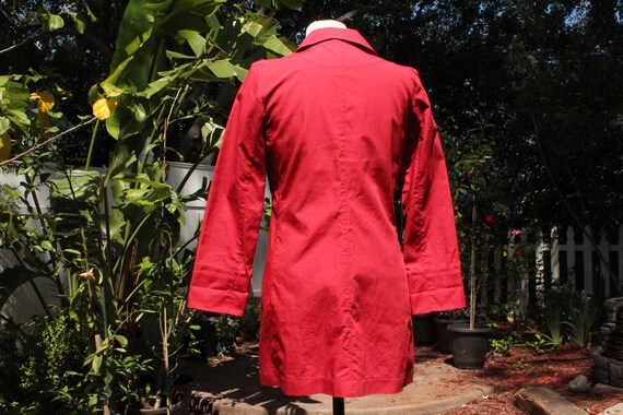 Mod Red Cotton Rain Coat Double Zipper Parka w Ch… - image 6