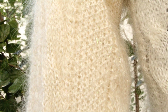 White Mohair Blend Shiny Shiny Pull Over Sweater … - image 7