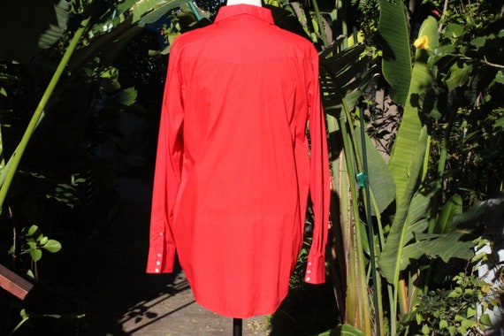 Vintage 60s Bright Red Western Cowboy Shirt NOS M… - image 5