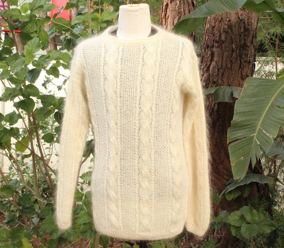 White Mohair Blend Shiny Shiny Pull Over Sweater … - image 1