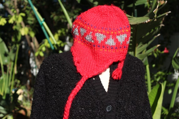 Red Wool Winter Ski Hat Black Lining (vintage / 80s) - Etsy
