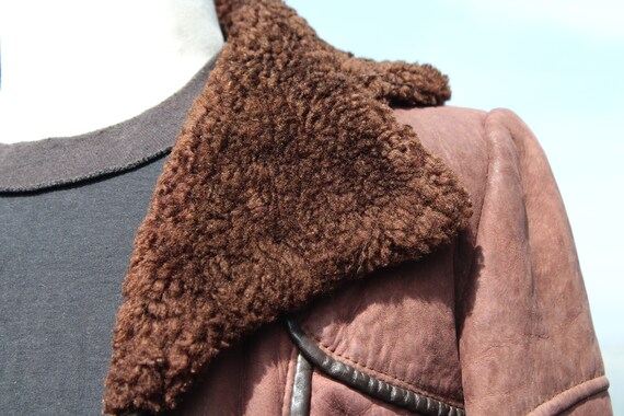 Brown NuBuck Leather Sheep Wool Jacket (Vintage /… - image 8
