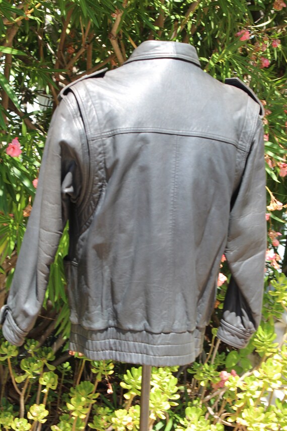 80s Black Leather Motorcycle Womens Jacket (Vinta… - image 4