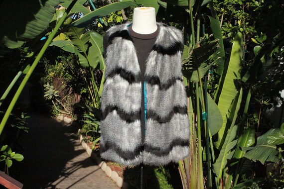 Black and white faux fur cheap vest