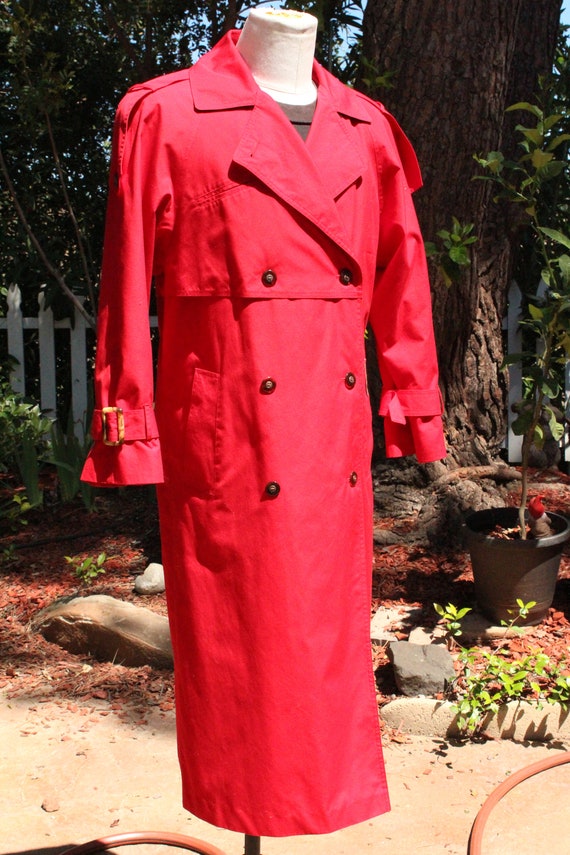 Long Red Double Breasted Trench Coat J Gallery (V… - image 3