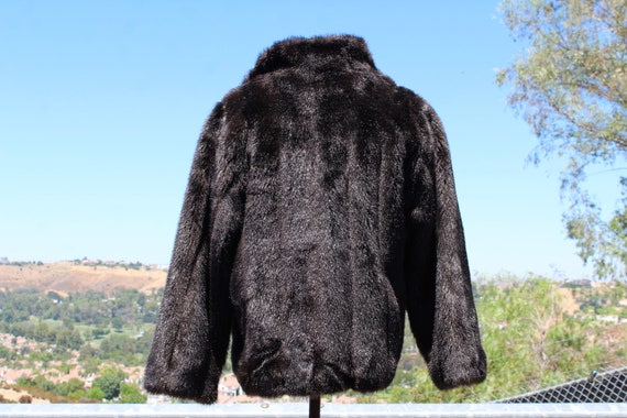 80s Black Faux Fur Womens Medium Made in USA (Vin… - image 4