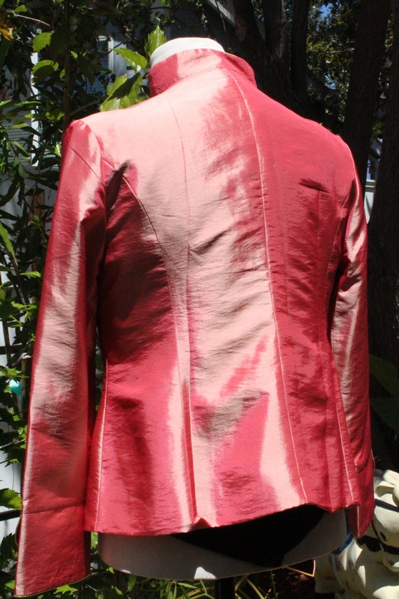Pink Shiny Flower Cheongsam Jacket (Vintage / 80s) - image 4