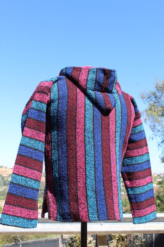 Blue / Pink Striped Baja Small Hoodie (Vintage / … - image 5