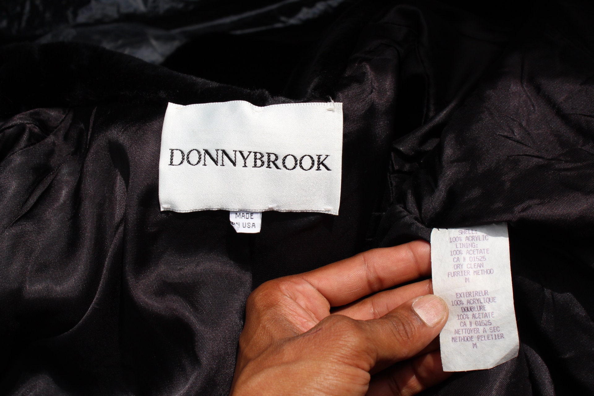 Long 50s Black Faux Fur Coat Donnybrook Made in USA Medium 