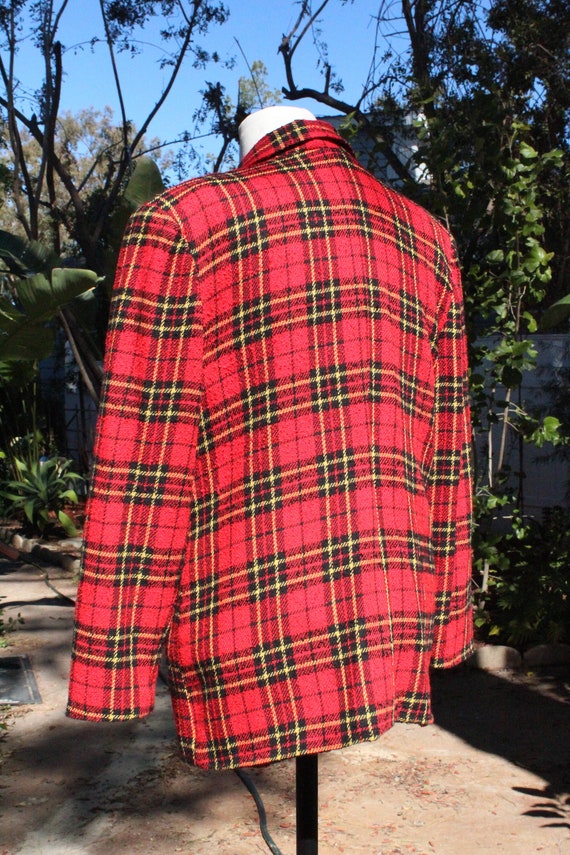 Vintage Red and Black Plaid Wool Blazer (Vintage … - image 4