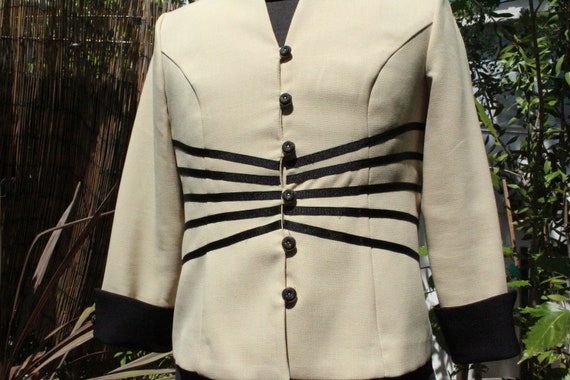 70s White / Black Lined Womens Dressy Coat (Vinta… - image 7