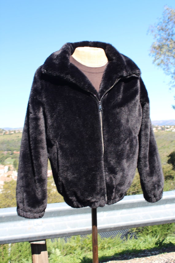 Vintage Black Faux Fur Coat Large (Vintage / 90s) - image 2
