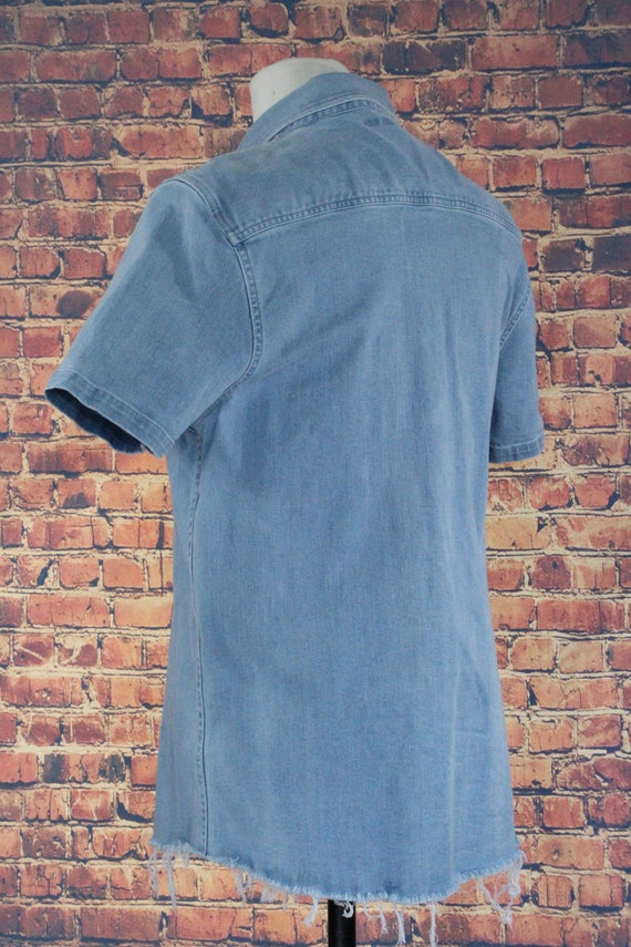 Classic Blue Denim Short Sleeve Shirt (Vintage / … - image 4
