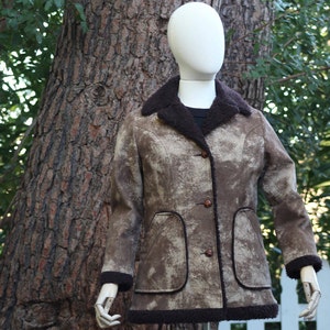 Vintage 70s Brown Vegan Jacket w/ Shearling Vintage / 70s image 1