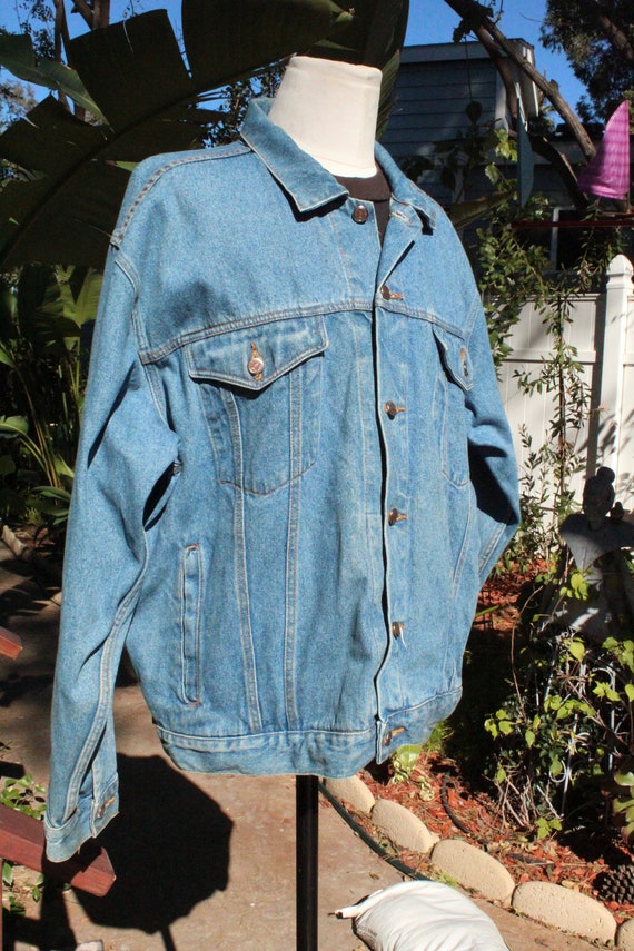 Blue Vintage 100 Cotton Denim Work Jacket (Vintag… - image 2