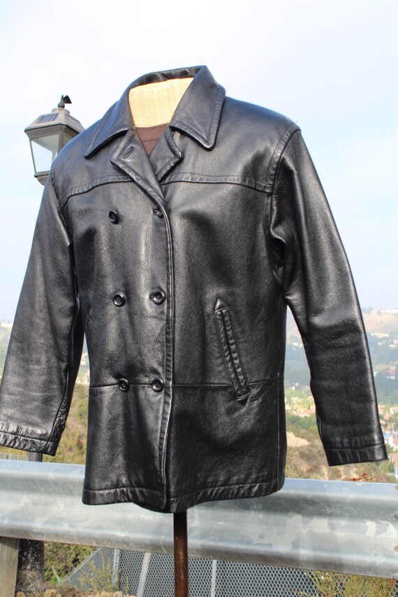 Peacoat in black antiqued leather main image 1