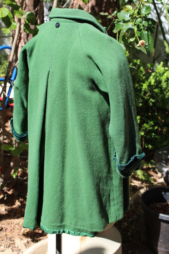 Vintage 50s Green Wool Kids Jacket 6 (Vintage / T… - image 4