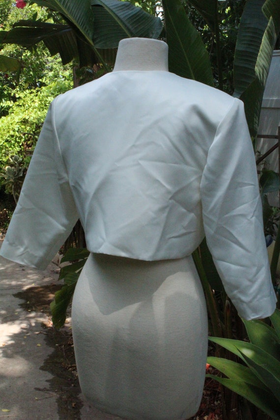 White Satin Bolero USA (Vintage / 80s / Night Sce… - image 6