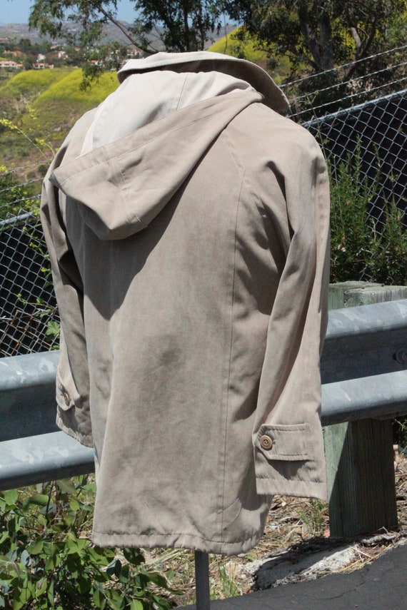 Tan Suede-Feel London Fog Windbreaker Parka w Hoo… - image 7