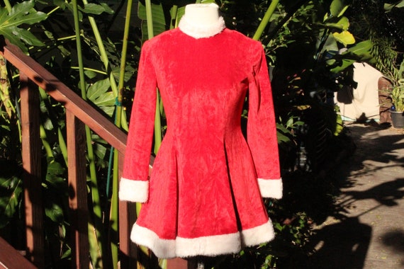 Vintage 70s Handmade Red Santa Christmas Dress (Ha