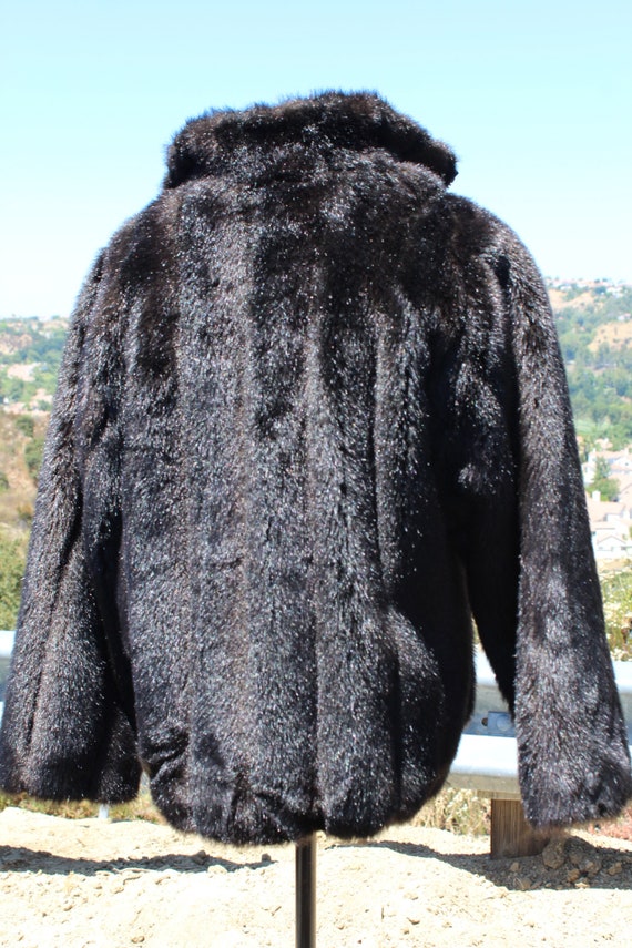 80s Black Faux Fur Womens Medium Made in USA (Vin… - image 5