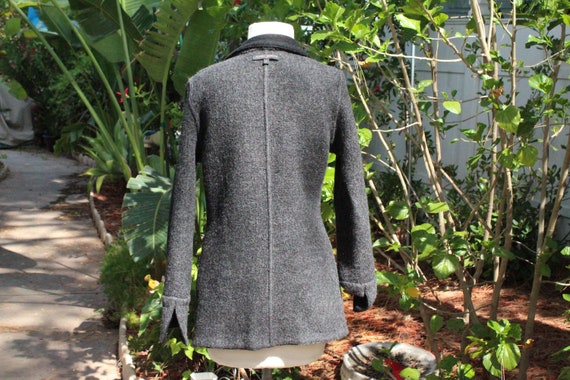 Italian Black / Grey Moreno Wool Reversible Coat … - image 8