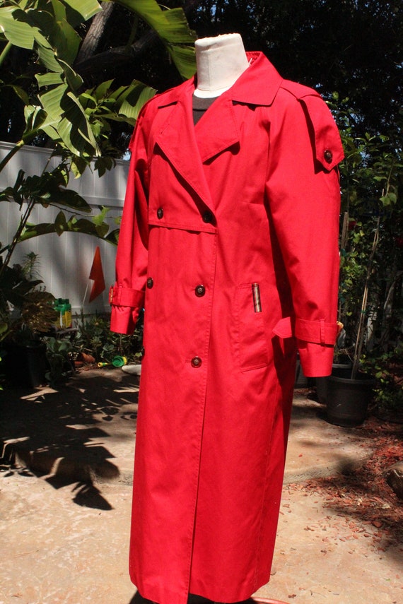 Long Red Double Breasted Trench Coat J Gallery (V… - image 4