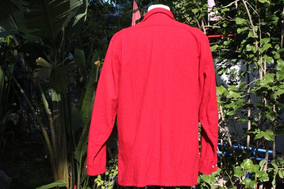 Vintage 80s Red Wool Work Shirt w Pockets (Vintag… - image 4