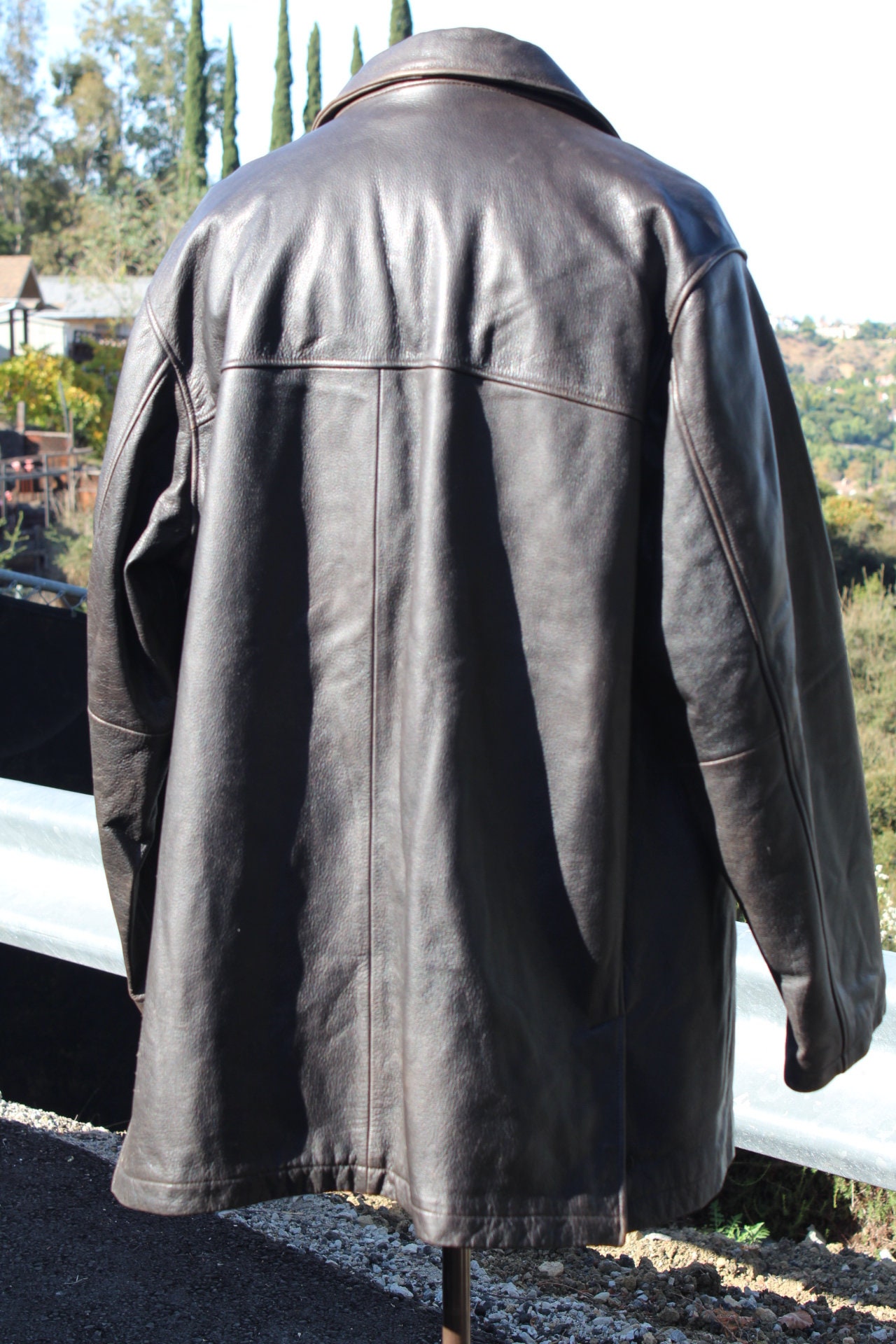 Vintage Dark Brown Leather Eddie Bauer XL Button up Coat (vintage