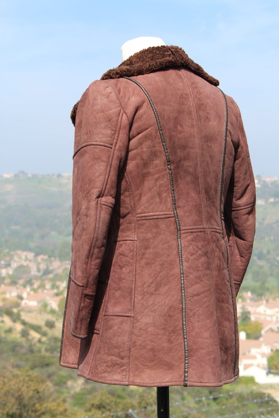 Brown NuBuck Leather Sheep Wool Jacket (Vintage / 70s… Gem
