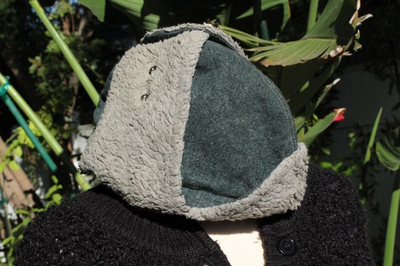 Grey German Winter Hat w Shearling (Vintage / 80s) - image 4