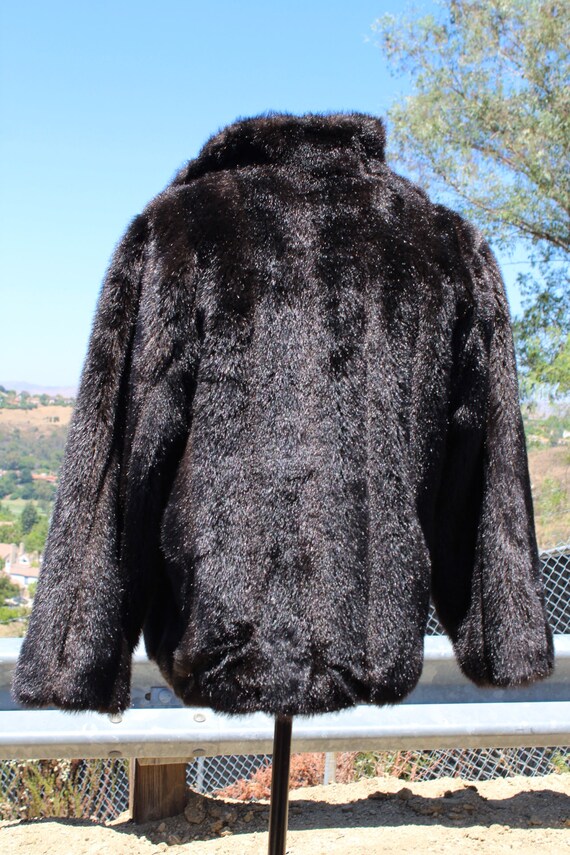 80s Black Faux Fur Womens Medium Made in USA (Vin… - image 6