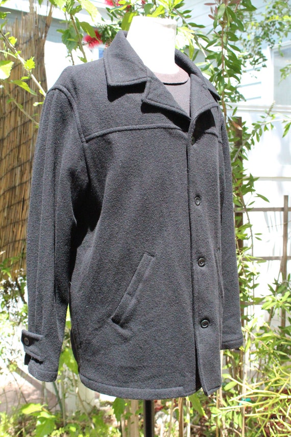 Classic Black Wool Woodlake Overcoat (Vintage / 8… - image 2