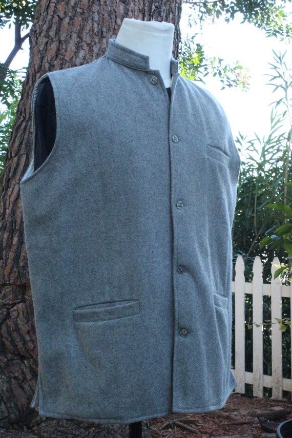 Grey Wool Indian Vest w/ Neru Collar & Specialty … - image 2