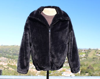 Vintage Black Faux Fur Coat Large (Vintage / 90s)