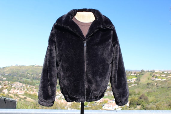 Vintage Black Faux Fur Coat Large (Vintage / 90s) - image 1