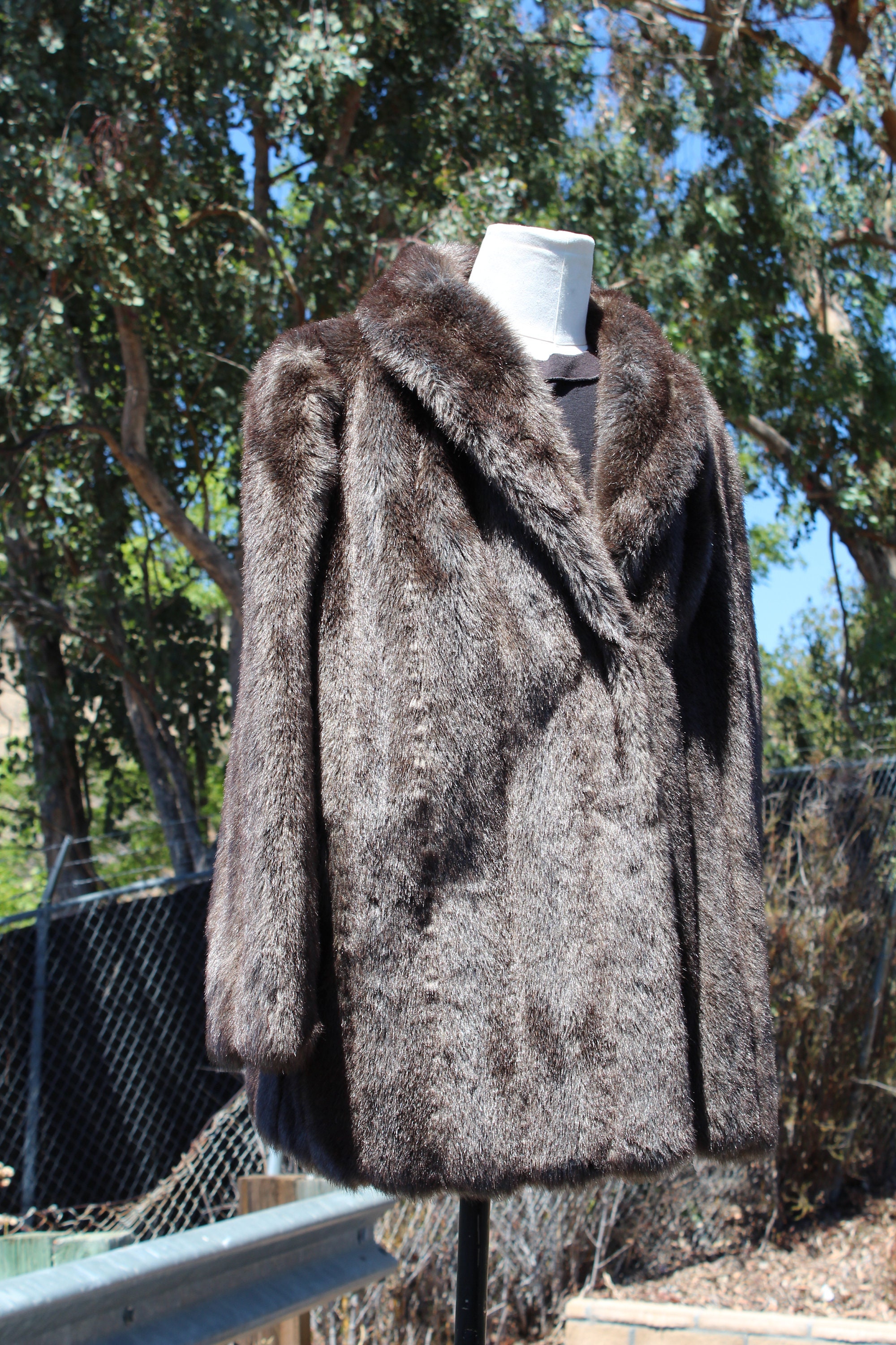 1970s Jacques Saint Laurent Brown Bear Faux Fur Coat (vintage