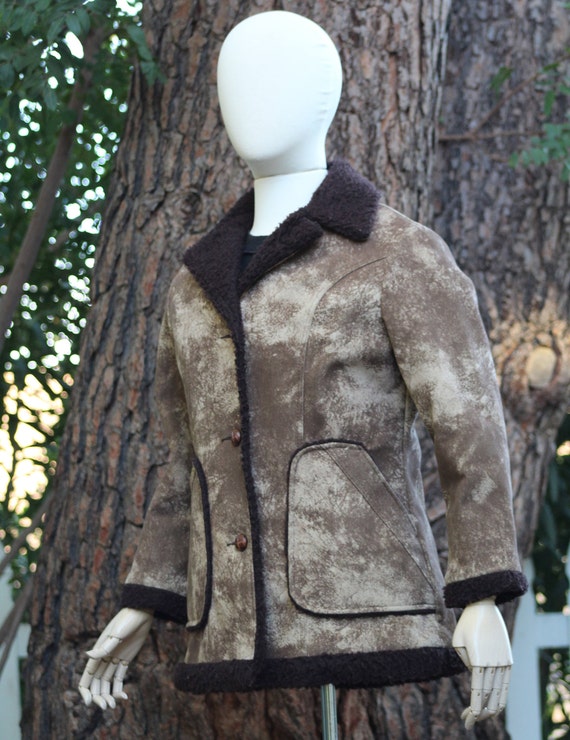 Vintage 70s Brown Vegan Jacket w/ Shearling (Vint… - image 8