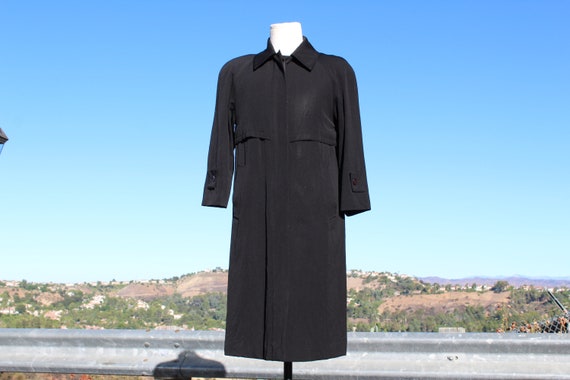 Made In USA Vintage Sanyo Black Wool Trench Coat … - image 1