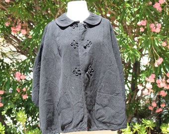 Cape en coton noir faite main des années 60 (vintage/fait main/années 60)