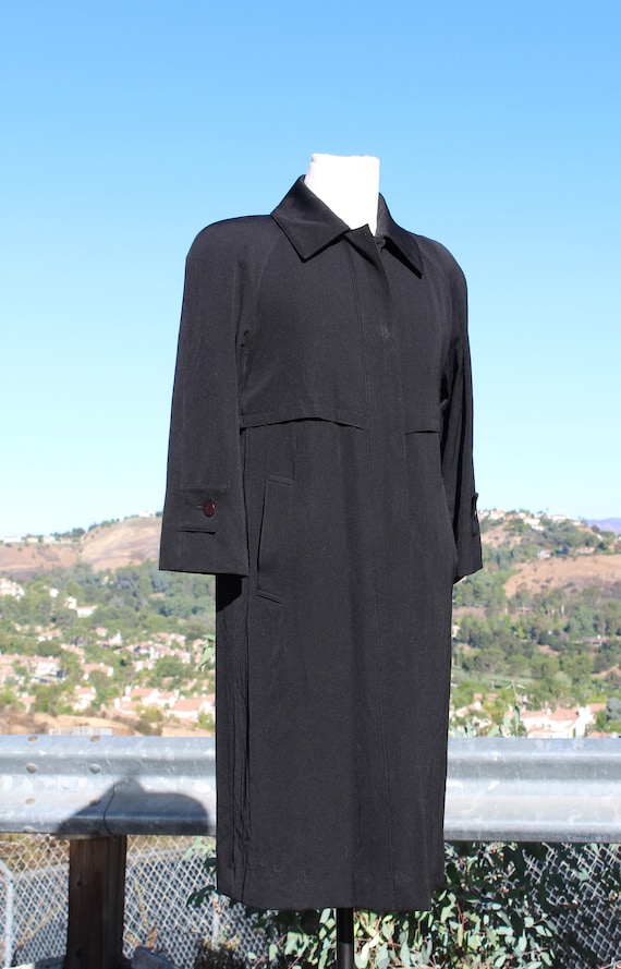 Made In USA Vintage Sanyo Black Wool Trench Coat … - image 2